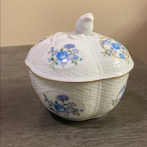 Orlane Paris Floral Porcelain Trinket Box with Lid